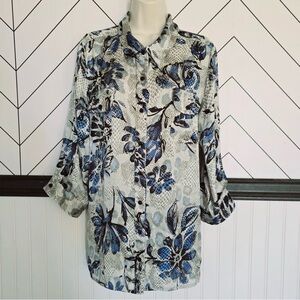 Floral Blue Shirt Large